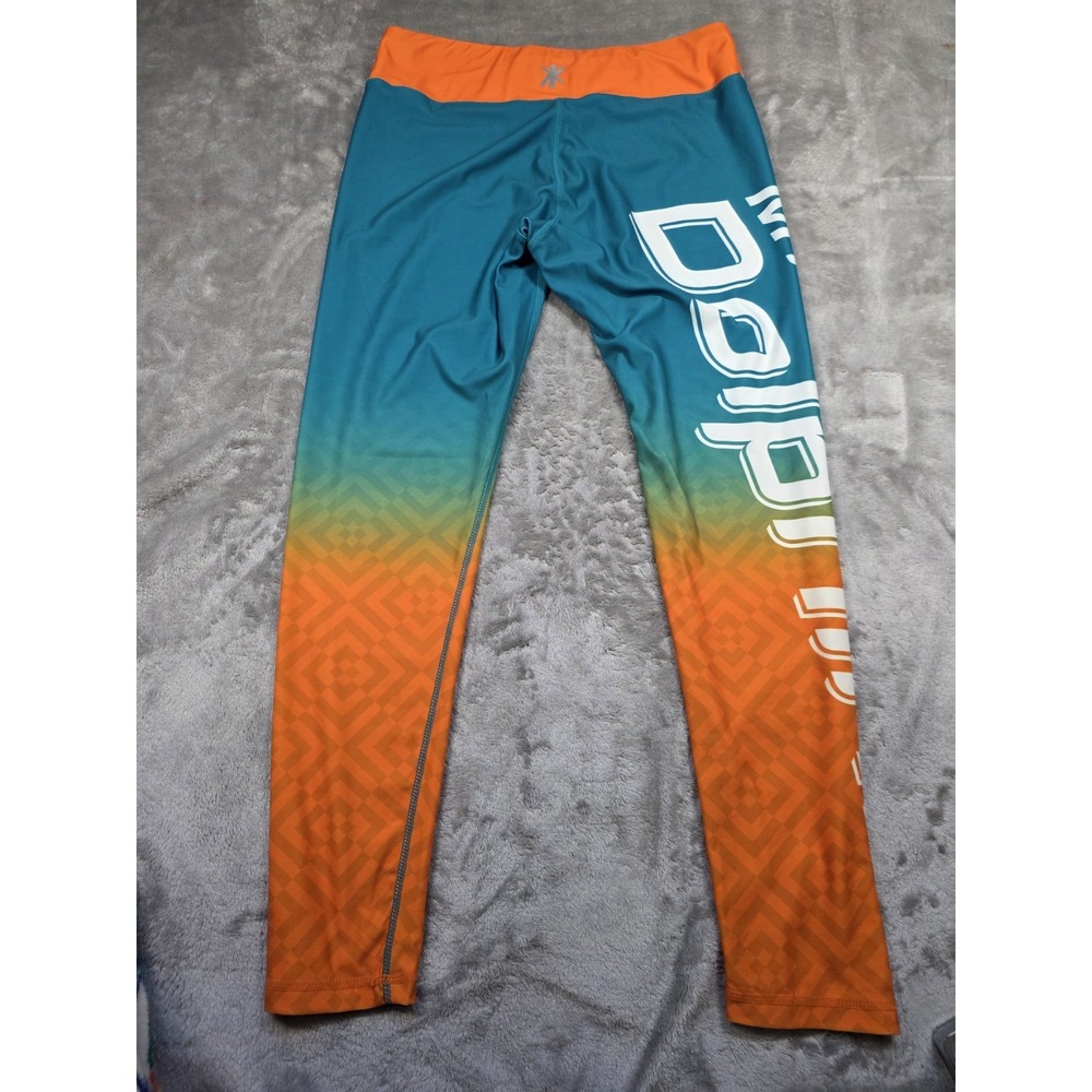 Miami Dolphins Womens Leggings Size L NFL Team Apparel Teal Orange Logo Athletic - Picture 2 of 10